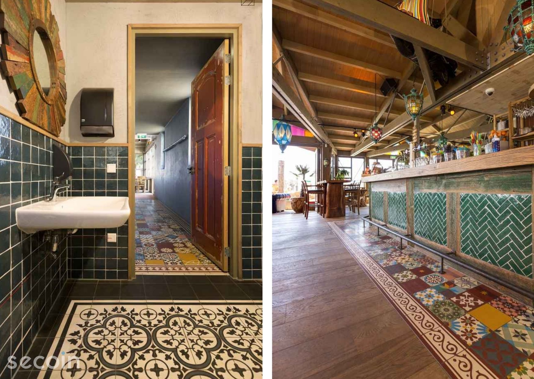 Gạch bông Secoin tại Nhà hàng Strandpaviljoen Paal 14, Hà Lan