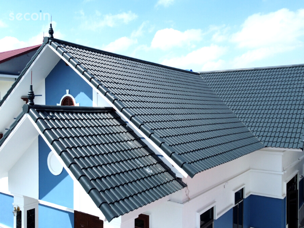 Mẫu nhà cấp 4 được lợp ngói màu xanh dương