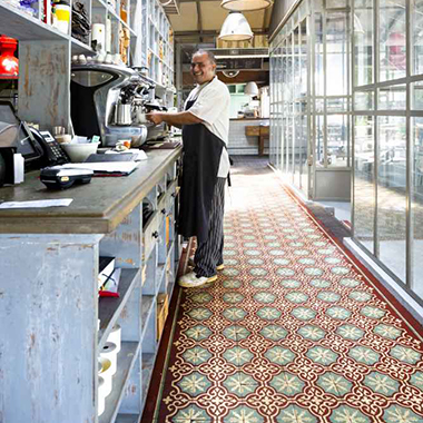 Gạch bông Secoin tại Nhà hàng Osteria Rosso trong khu phức hợp Trupial Hotel & Casino, Hà Lan